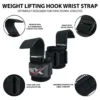 Infographics of black weightlifting hooks